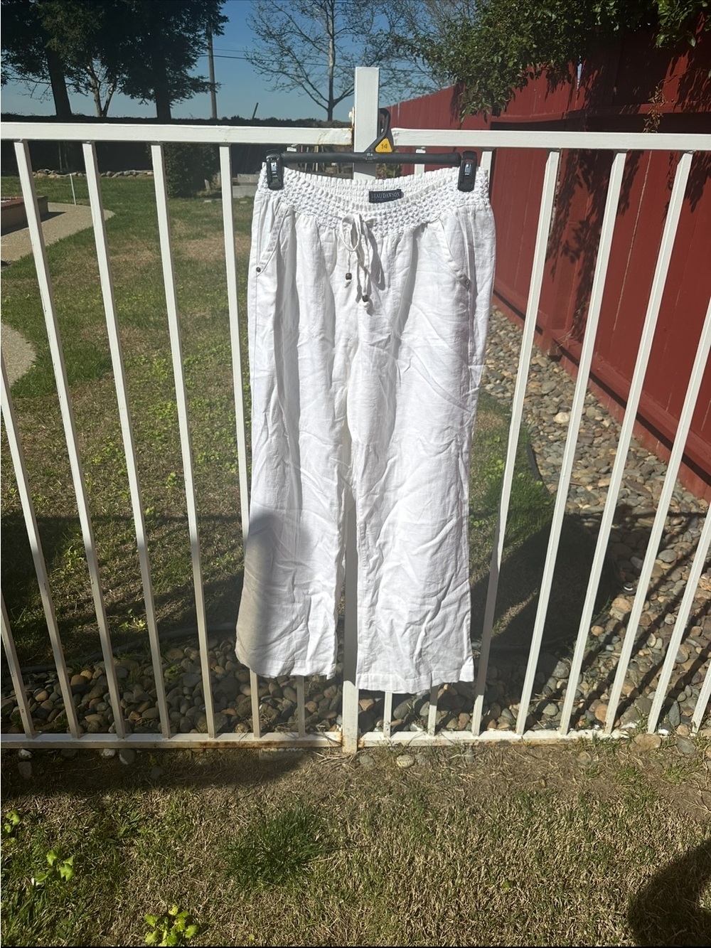 Beau Dawson Women's White Wide Leg Drawstring Pants